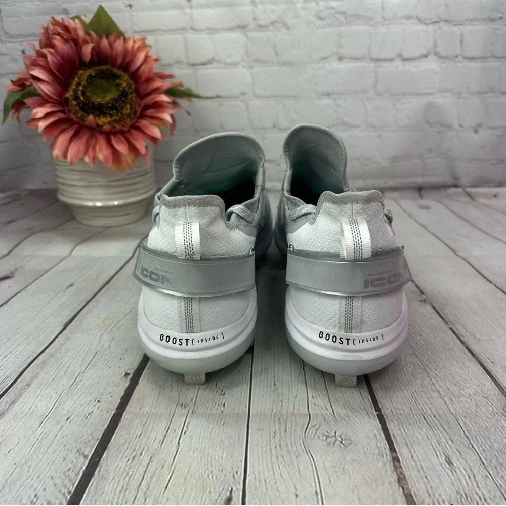 new mens icon 7 boost baseball metal cleats sz 15 white grey icon heel lockdown